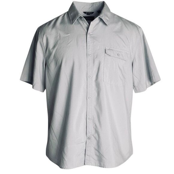 Stoic Gray Short Sleeve Button Up Shirt Men’s Large Casual Outdoor Travel Pocket - Picture 2 of 6